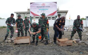 Dandim 1710/Mimika Dampingi Kasdam XVII/Cenderawasih Hadiri Groundbreaking Pembangunan Koperasi Desa dan Kampung Merah Putih