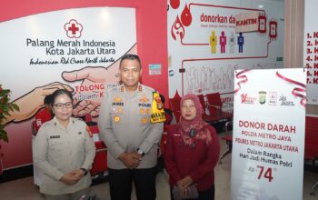 ‎Peduli Sesama, Wakapolres Metro Jakut Pimpin Donor Darah dalam Rangka Hari Jadi ke-74 Humas Polri